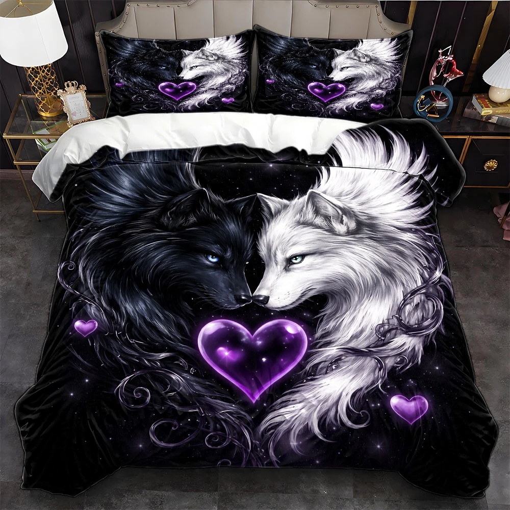 Duvet Cover Sets With Zipper - 3Pc Set Sprei Motif Hati Serigala