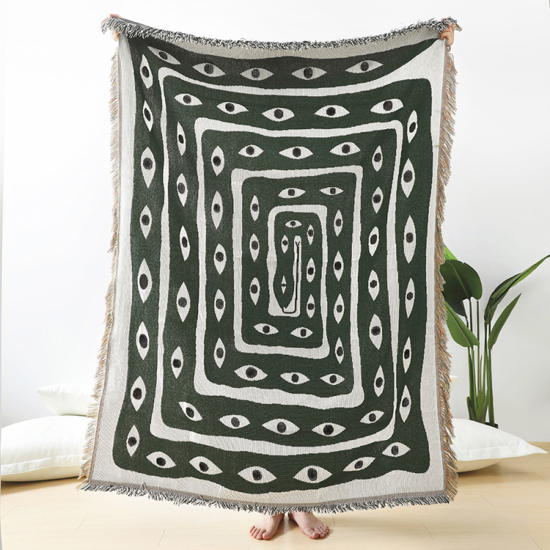 Boho Throw Blanket Fringe - Tekstil Kota Ins Mata Ular Selimut