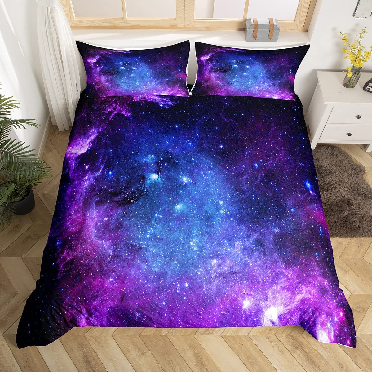 Duvet Cover Sets With Zipper - Set Penutup Selimut Galaksi untuk Anak-anak
