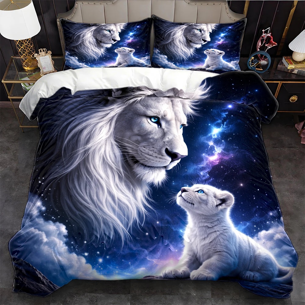 Duvet Cover Sets With Zipper - Set Selimut Bertema Singa Langit Berbintang