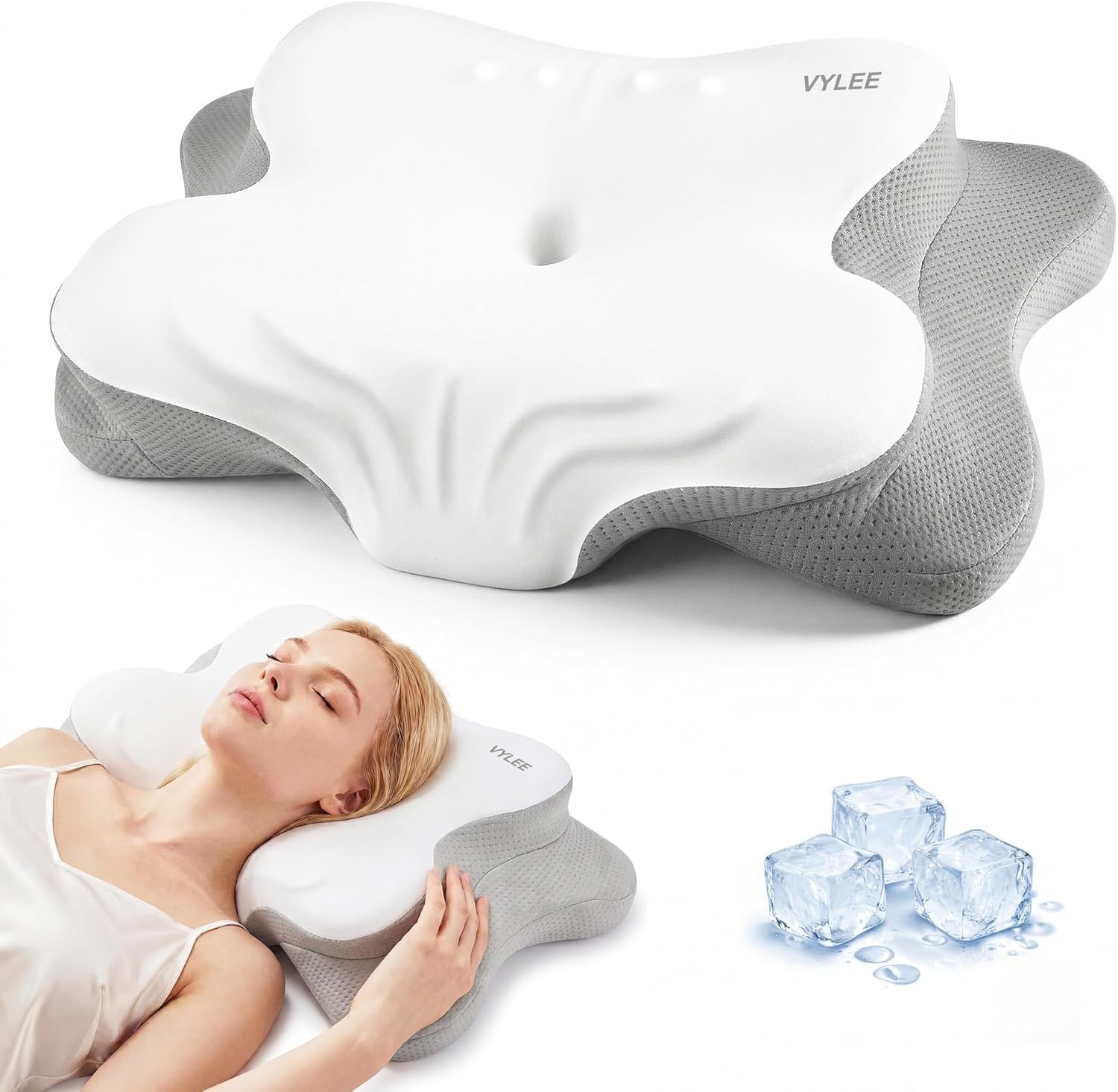 Memory Foam Orthopedic Pillow Neck Pain - Bantal Leher Serviks untuk Meredakan Nyeri,