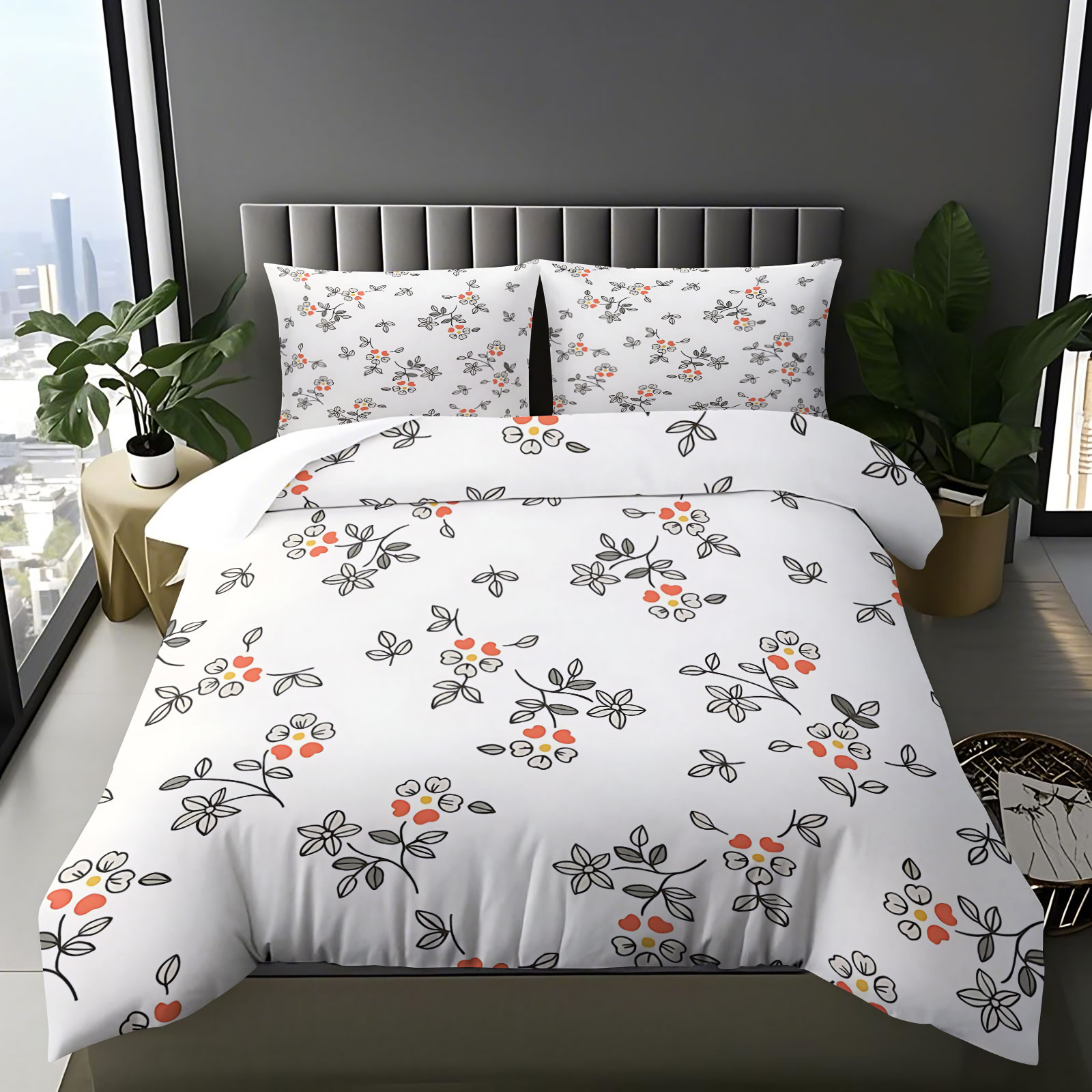 Aesthetic Floral Duvet Cover - Set Sprei Minimalis Motif Bunga Kecil
