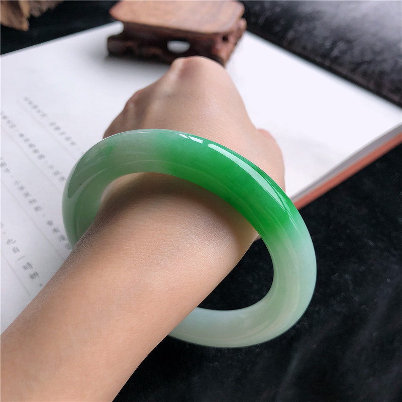 Lighting - Gelang Giok Burma Alami, Jenis Ice-Waxy,