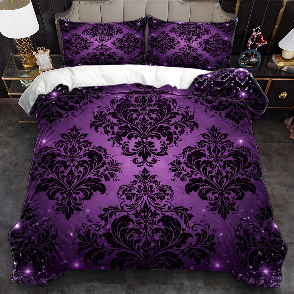 Duvet Cover Sets With Zipper - Set Selimut Bunga Mewah Ringan 3Pc