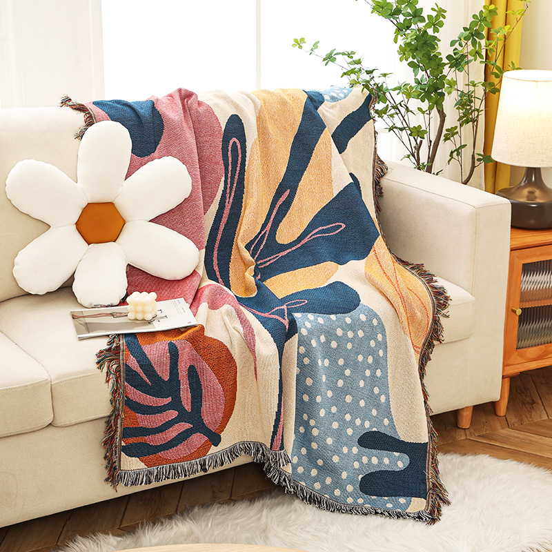Boho Throw Blanket Fringe - Tekstil City Ins pola tanaman Alice