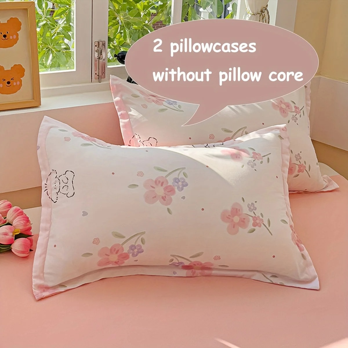 4Pcs Set Sprei Motif Bunga Pol - Duvet Cover Sets With Zipper ulasan dan harga