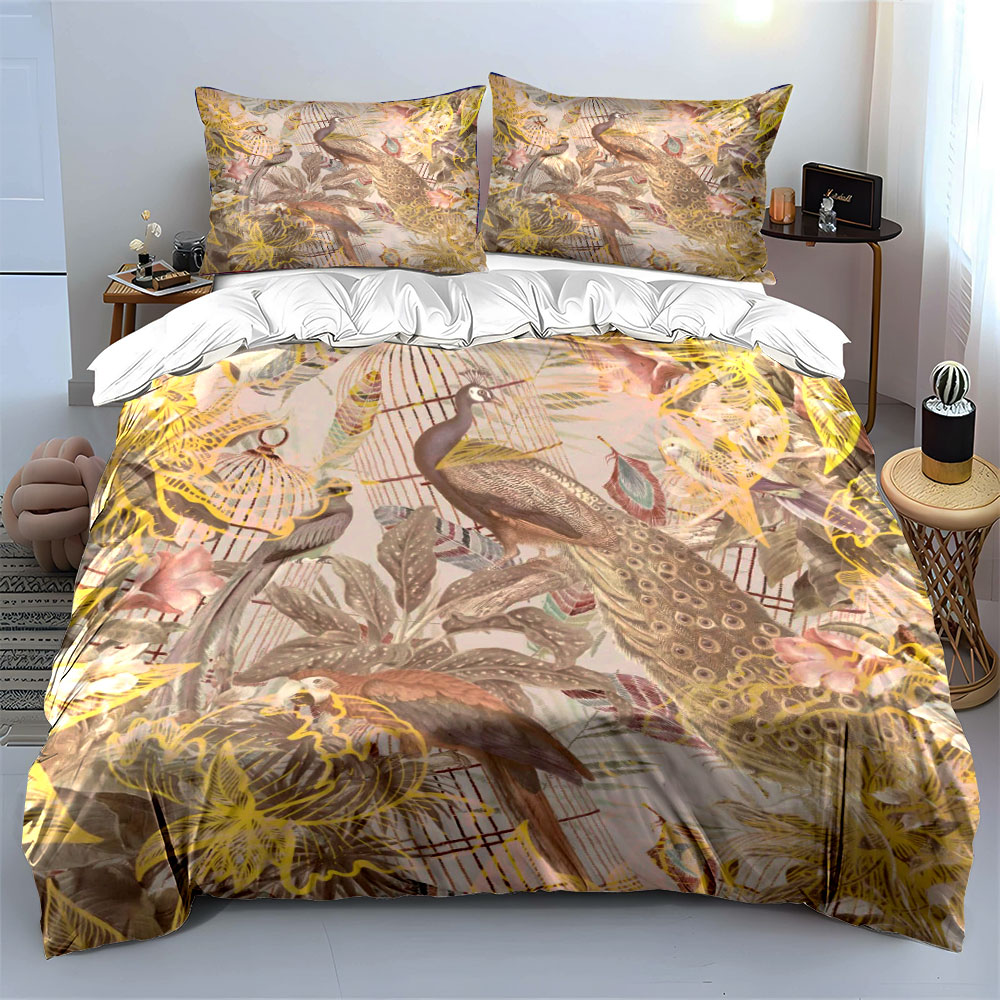 Set Sprei Kandang Burung Merak - Aesthetic Floral Duvet Cover ulasan dan harga