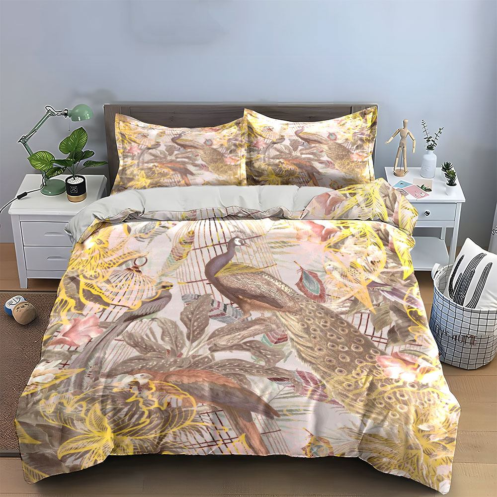 Set Sprei Kandang Burung Merak - Aesthetic Floral Duvet Cover ulasan dan harga