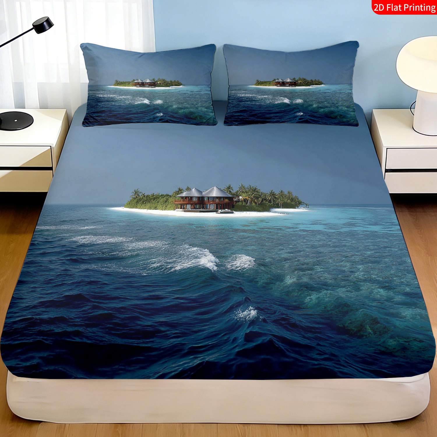 Set Sprei Pulau Tropis Motif P - Fitted Bed Sheets Deep Pocket ulasan dan harga