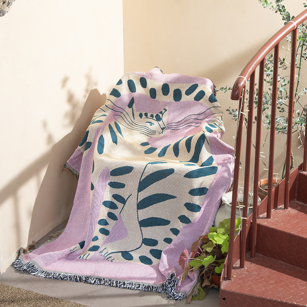 Kota Tekstil Ins Pink Perempua - Boho Throw Blanket Fringe ulasan dan harga