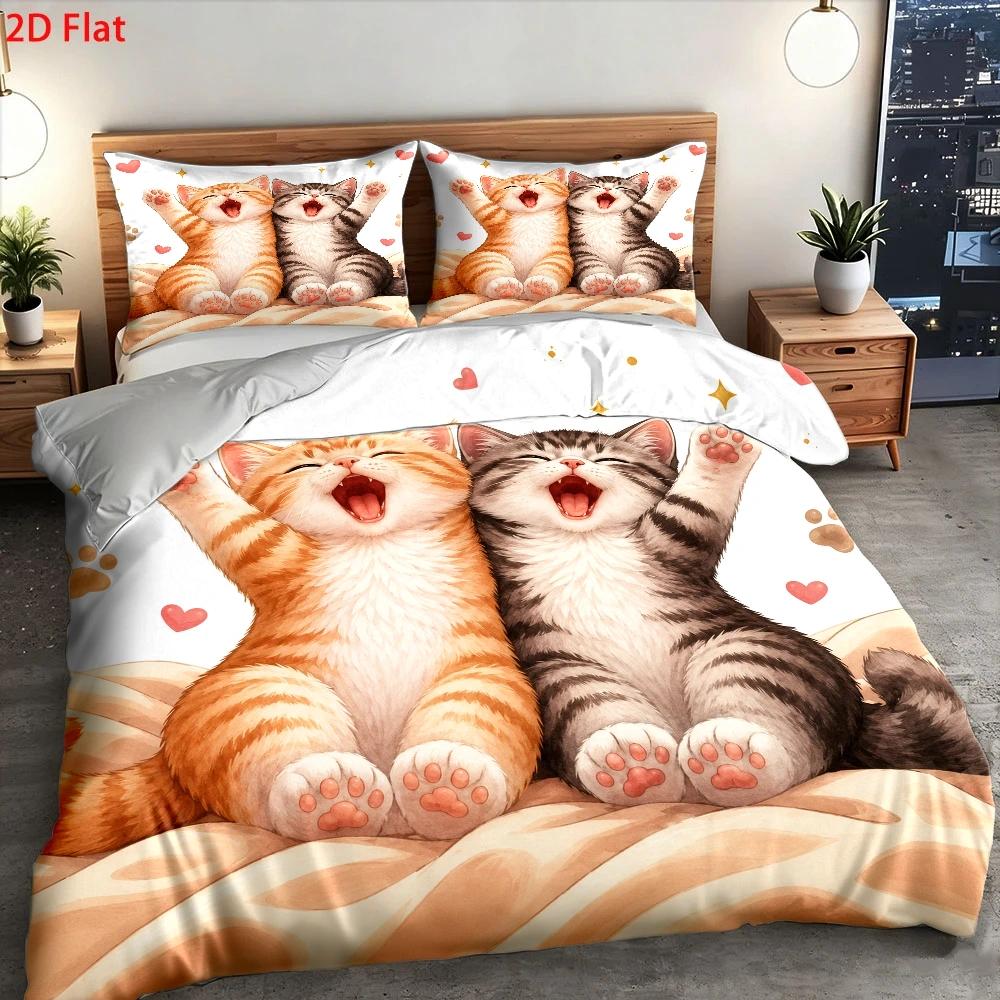 Set Sprei Motif Kucing Lucu 3  - Duvet Cover Sets With Zipper ulasan dan harga