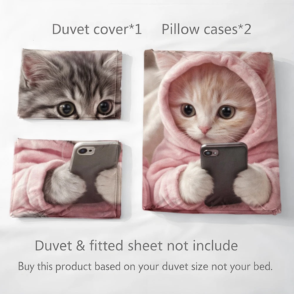 Set Sprei Motif Kucing Lucu Be - Duvet Cover Sets With Zipper ulasan dan harga