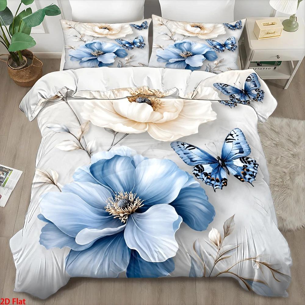 Set Sprei Motif Kupu-kupu Biru - Duvet Cover Sets With Zipper ulasan dan harga