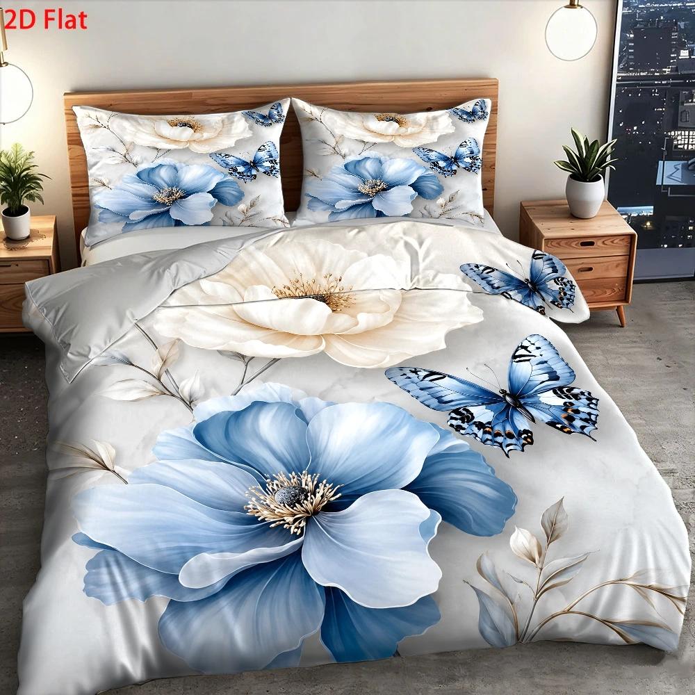 Set Sprei Motif Kupu-kupu Biru - Duvet Cover Sets With Zipper ulasan dan harga