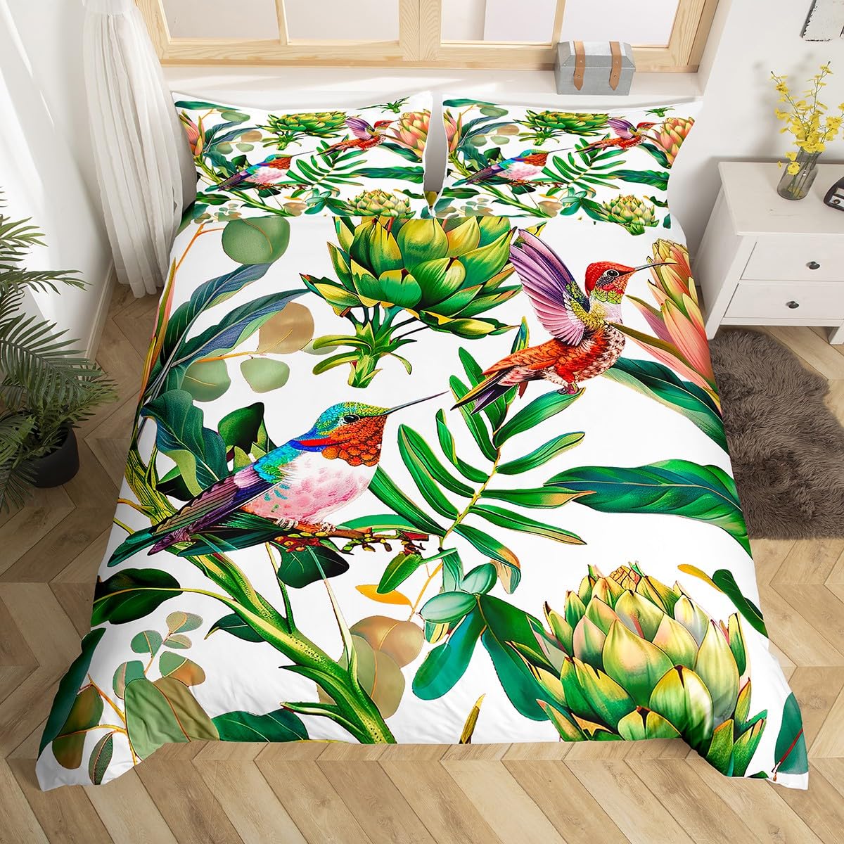 Set Sprei Burung Kolibri Mewah - Aesthetic Floral Duvet Cover ulasan dan harga