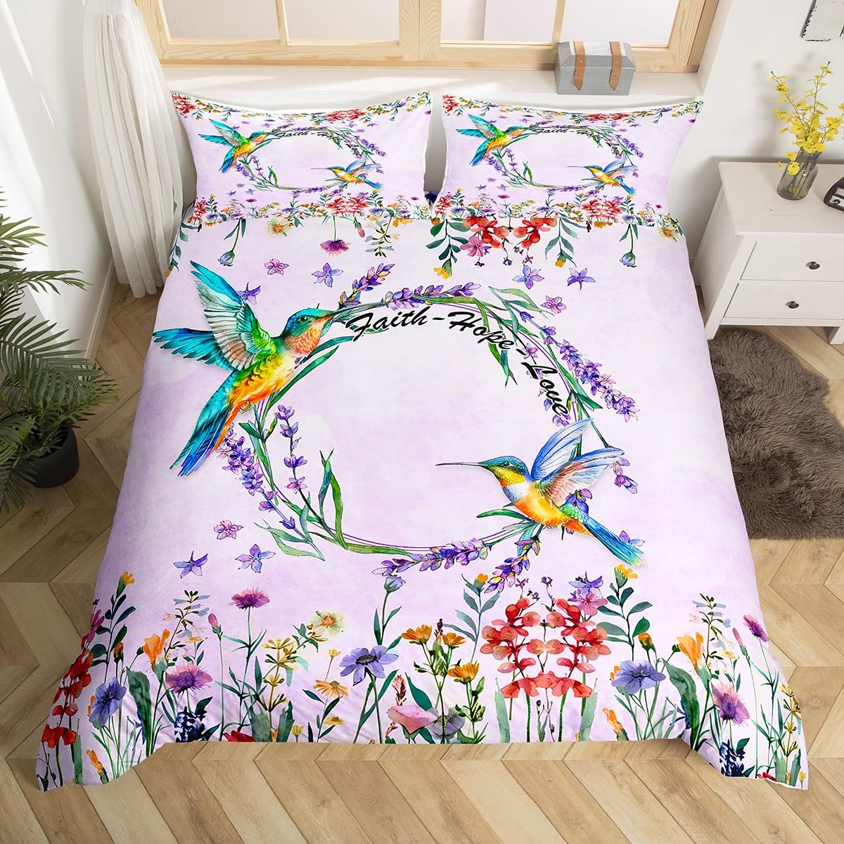 Set Sprei Burung Kolibri Mewah - Aesthetic Floral Duvet Cover ulasan dan harga