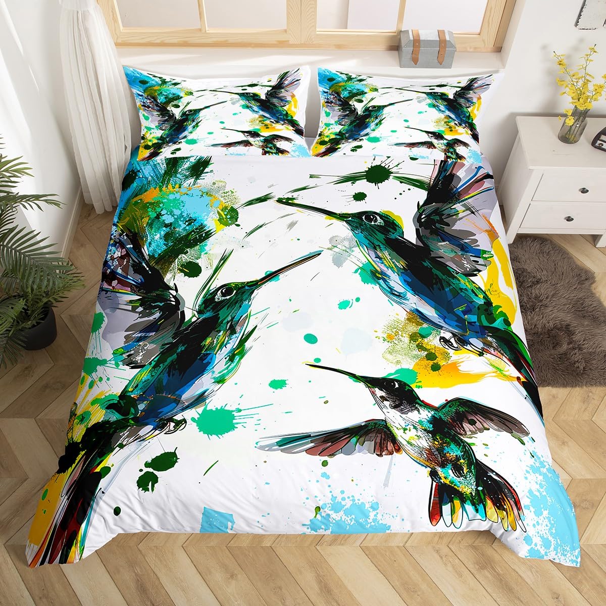Set Sprei Burung Kolibri Mewah - Aesthetic Floral Duvet Cover ulasan dan harga
