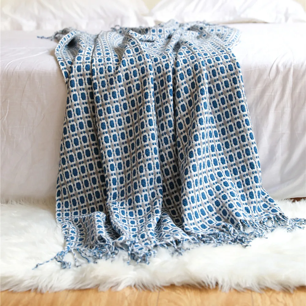 Selimut Rajut Jacquard Motif G - Boho Throw Blanket Fringe ulasan dan harga
