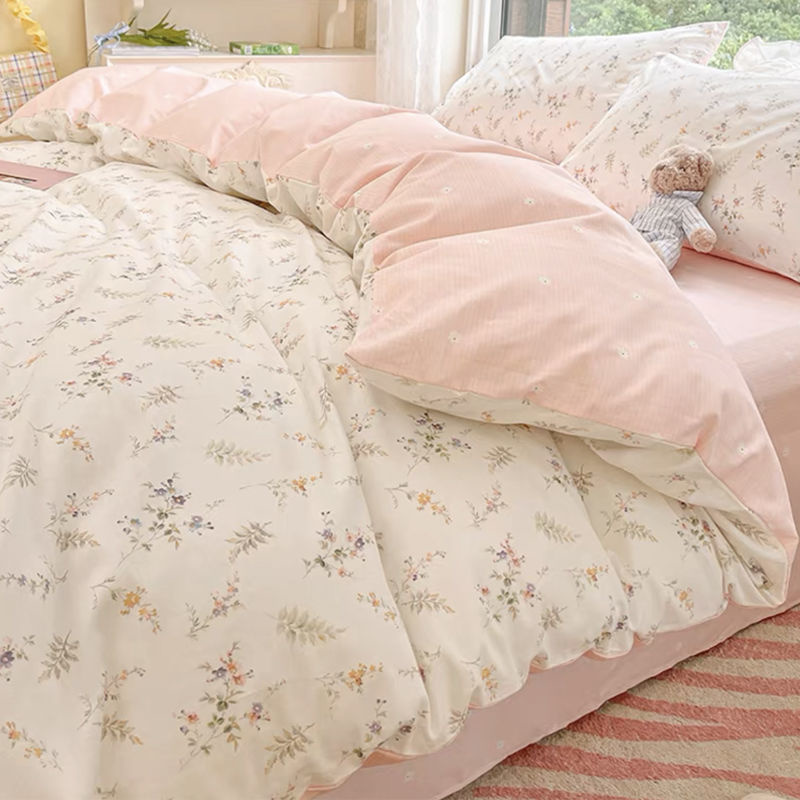 Ins sarung bantal sprei bunga  - Aesthetic Floral Duvet Cover ulasan dan harga
