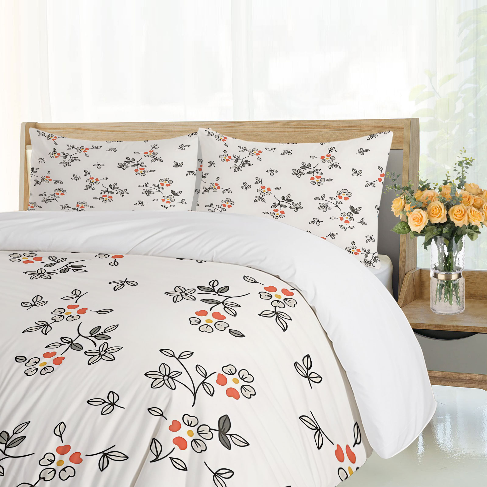 Set Sprei Minimalis Motif Bung - Aesthetic Floral Duvet Cover ulasan dan harga