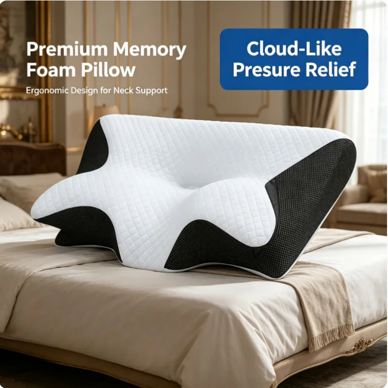 Bantal Leher Memory Foam untuk - Memory Foam Orthopedic Pillow Neck Pain ulasan dan harga