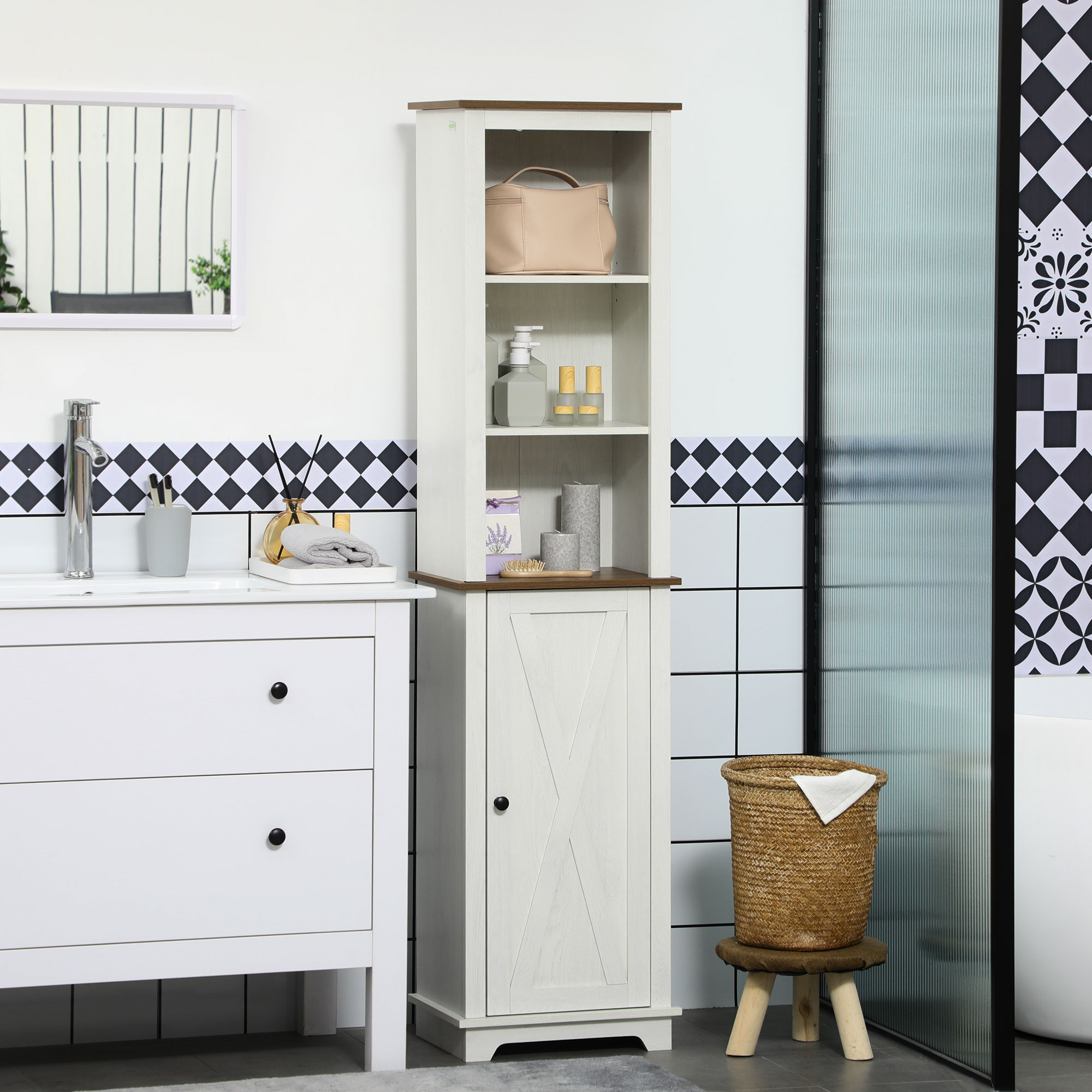 Lemari Kamar Mandi Gaya Farmho - Storage & Organization ulasan dan harga