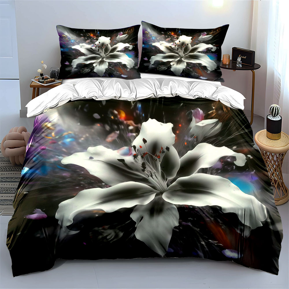 Set Sprei Bunga Lily Putih Abs - Aesthetic Floral Duvet Cover ulasan dan harga