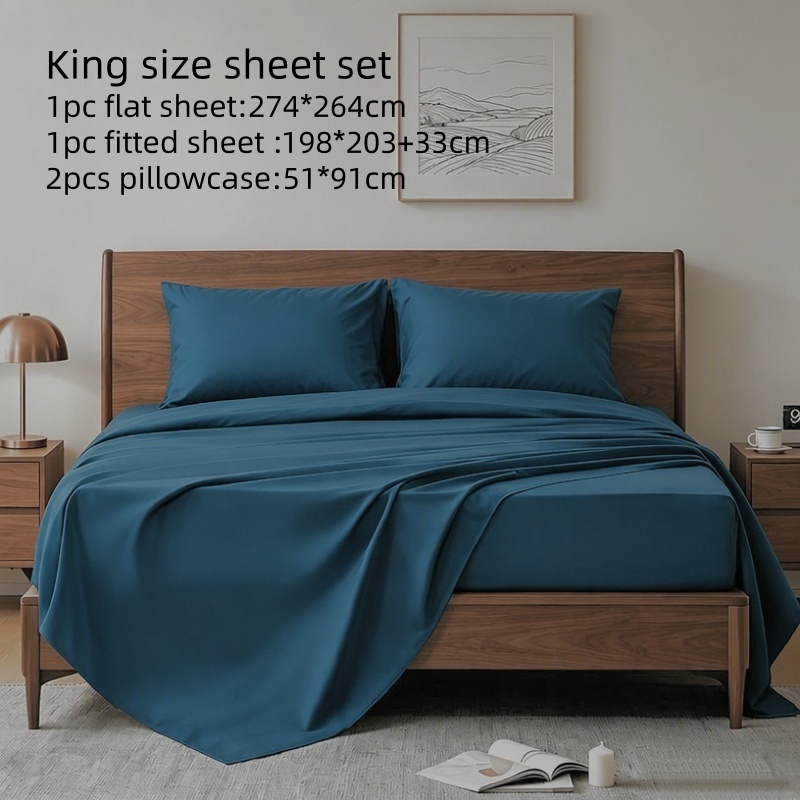 4Pcs Set Sprei Ukuran King 100 - Fitted Bed Sheets Deep Pocket ulasan dan harga