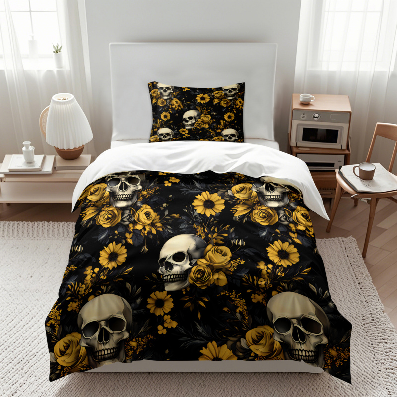 Set Sprei Motif Tengkorak Este - Aesthetic Floral Duvet Cover ulasan dan harga