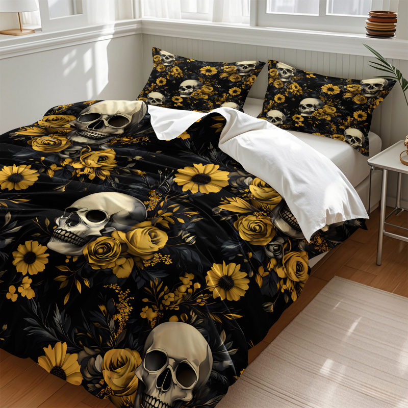 Set Sprei Motif Tengkorak Este - Aesthetic Floral Duvet Cover ulasan dan harga