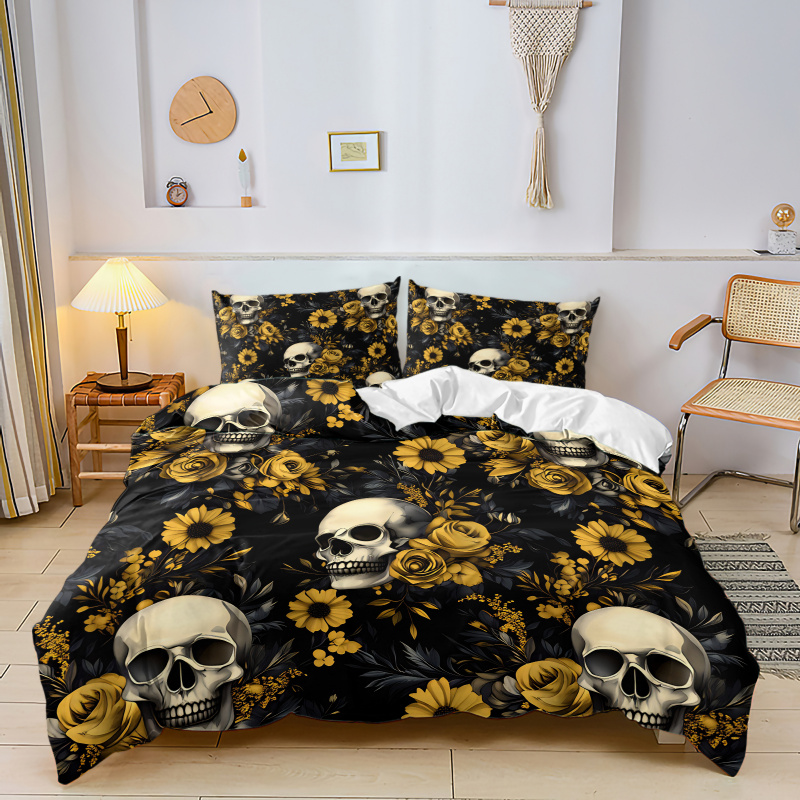 Set Sprei Motif Tengkorak Este - Aesthetic Floral Duvet Cover ulasan dan harga