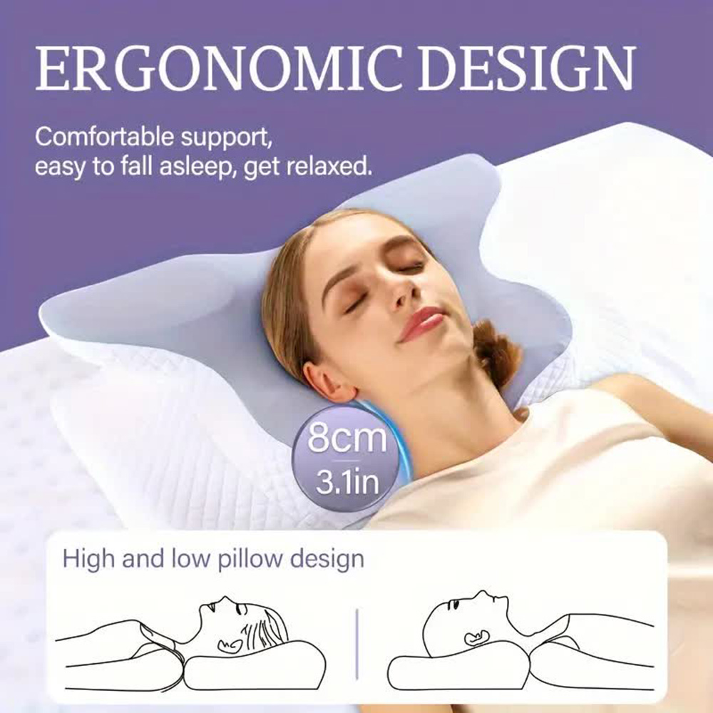 Bantal Busa Memori Bentuk Kupu - Memory Foam Orthopedic Pillow Neck Pain ulasan dan harga