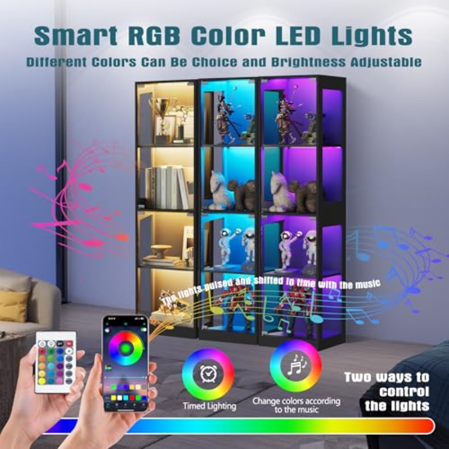 Lemari pajangan kaca dengan la - Lighting ulasan dan harga