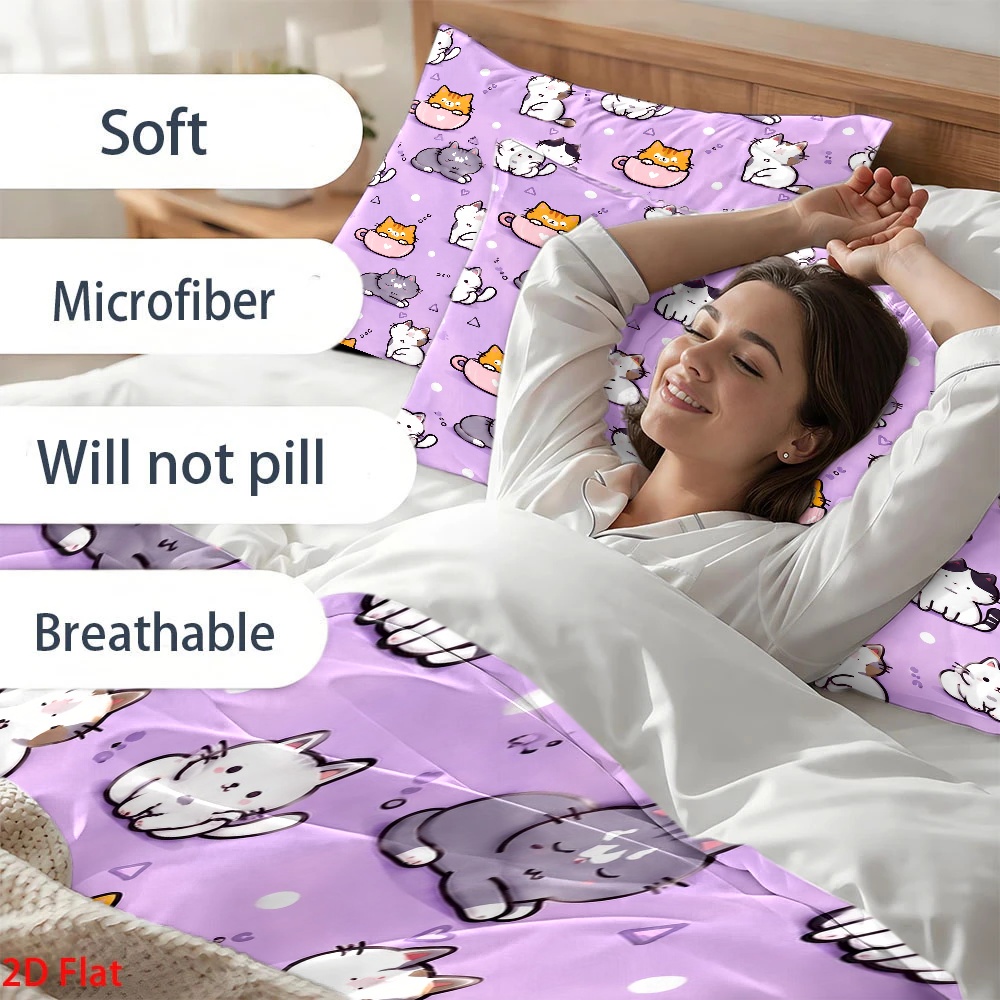 Set Sprei Motif Kucing Lucu 3  - Duvet Cover Sets With Zipper ulasan dan harga