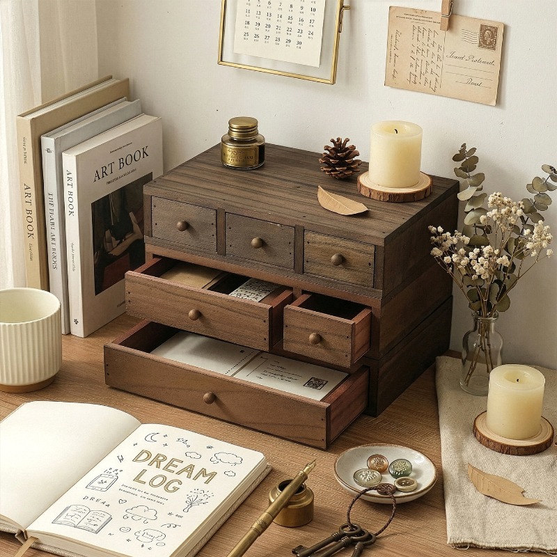 Kotak Penyimpanan Desktop Kayu - Storage & Organization ulasan dan harga